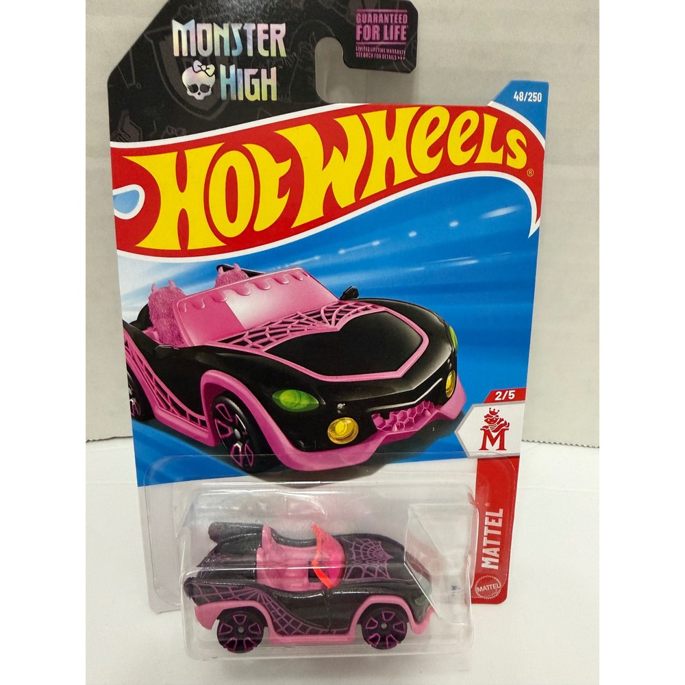 Hot Wheels Monster High Ghoul Mobile Black Pink 48/250 Mattel 2024 Diecast Car
